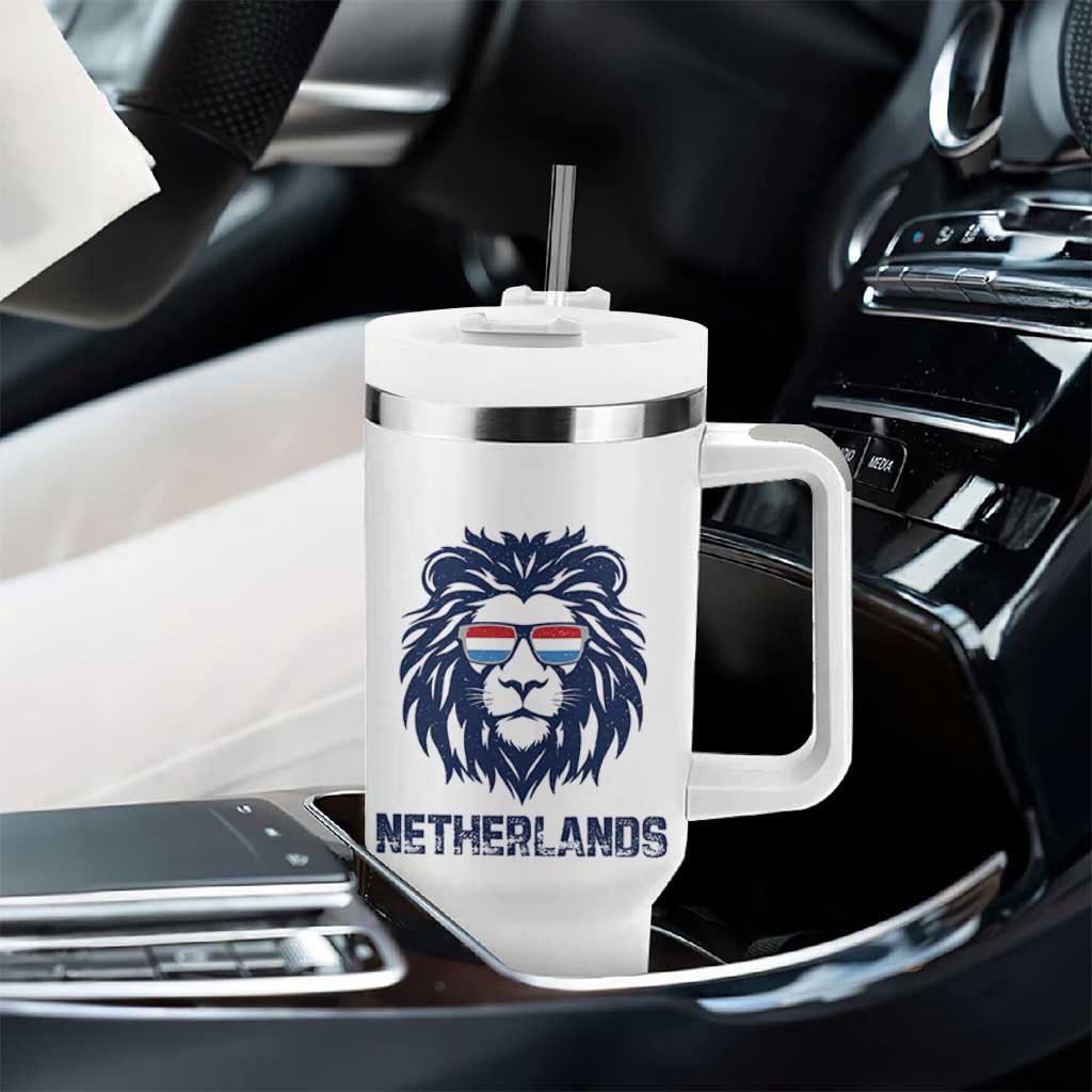 Cool Dutch Lion With Sunglasses Tumbler With Handle Netherlands Pride Gift