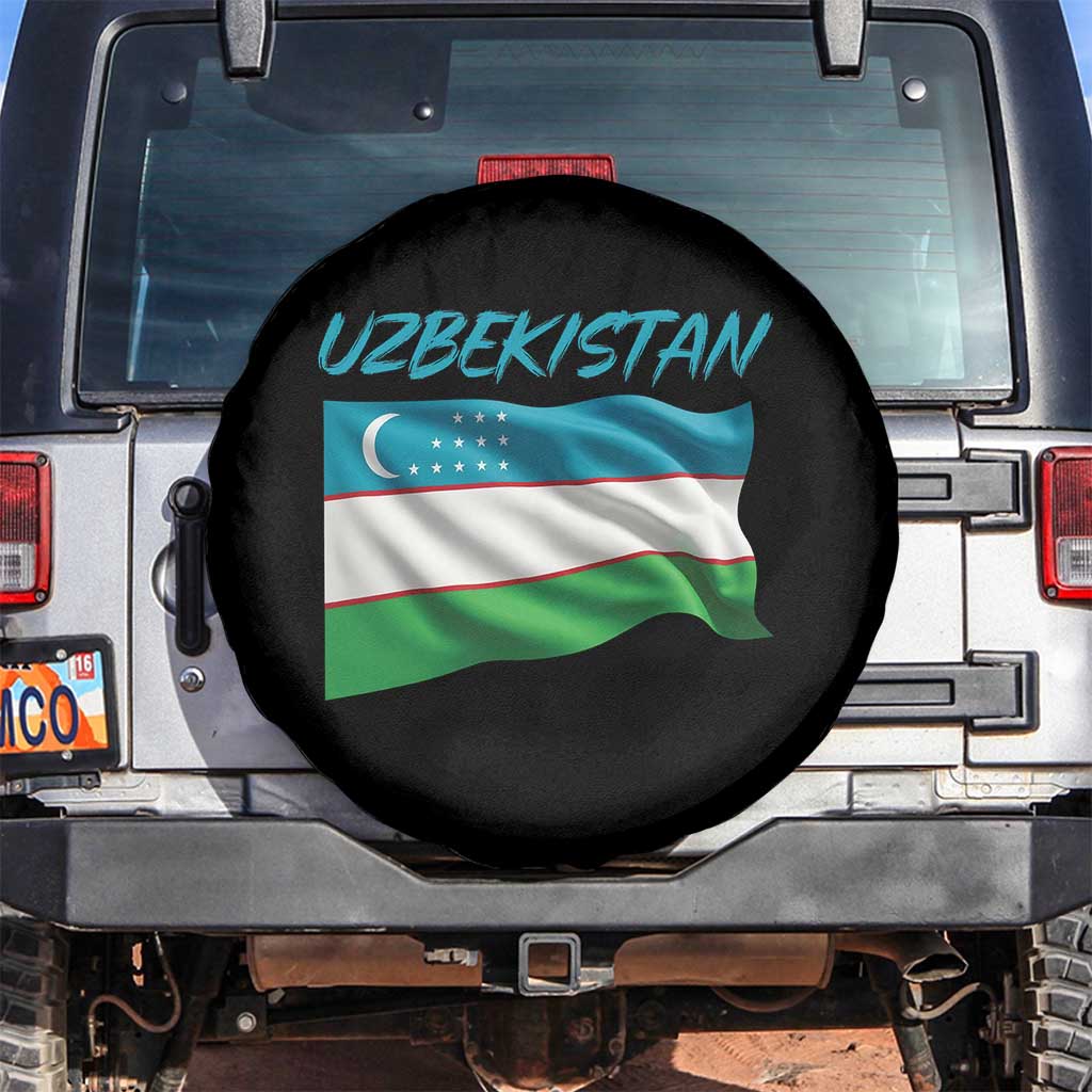 Vintage Uzbekistan Flag Spare Tire Cover Proud Uzbek Roots Gift