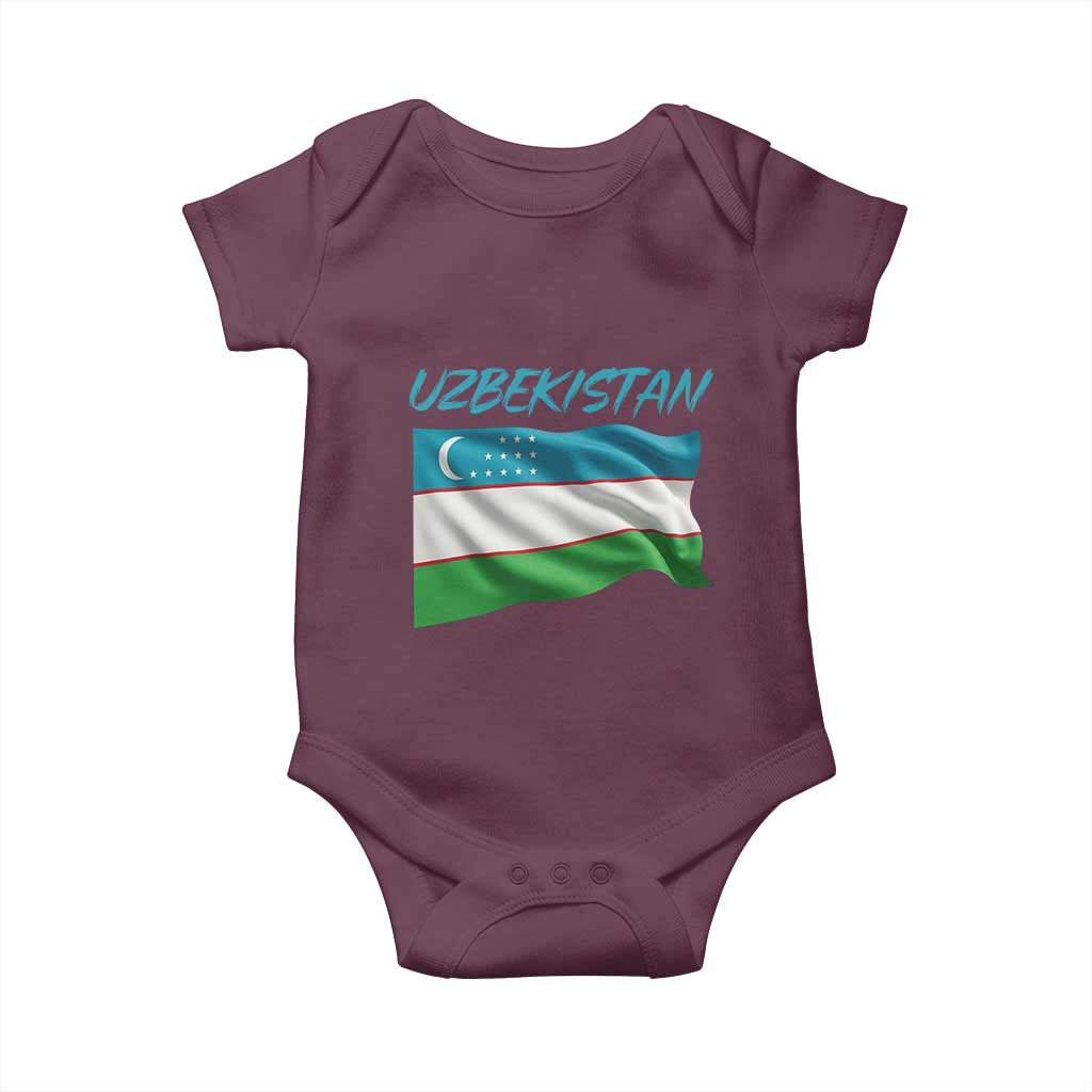 Vintage Uzbekistan Flag Baby Onesie Proud Uzbek Roots Gift