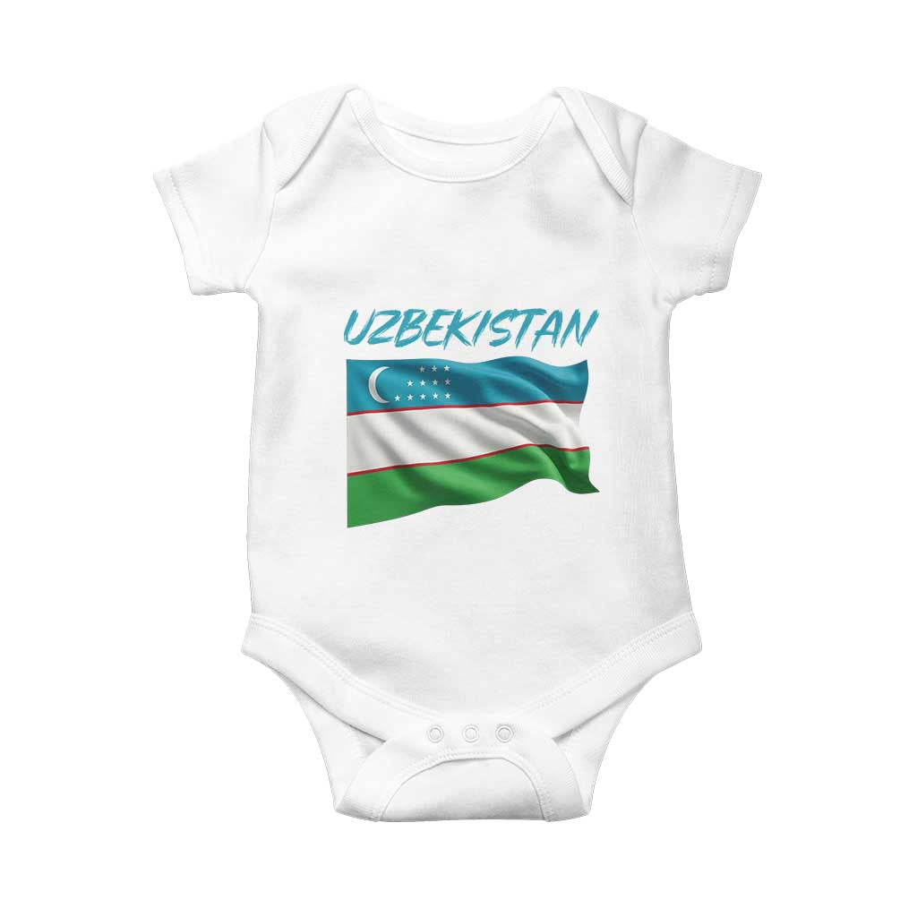 Vintage Uzbekistan Flag Baby Onesie Proud Uzbek Roots Gift