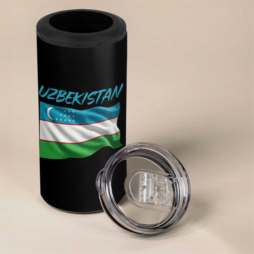 Vintage Uzbekistan Flag 4 in 1 Can Cooler Tumbler Proud Uzbek Roots Gift