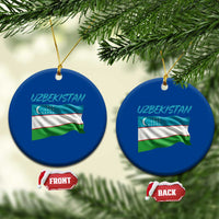 Vintage Uzbekistan Flag Ceramic Ornament Proud Uzbek Roots Gift