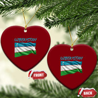 Vintage Uzbekistan Flag Ceramic Ornament Proud Uzbek Roots Gift