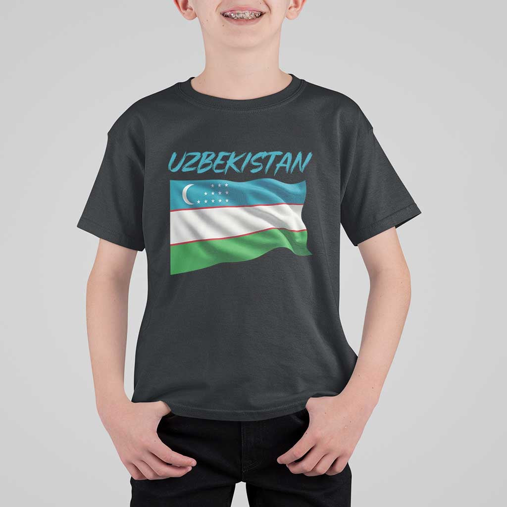 Vintage Uzbekistan Flag T Shirt For Kid Proud Uzbek Roots Gift