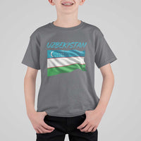 Vintage Uzbekistan Flag T Shirt For Kid Proud Uzbek Roots Gift