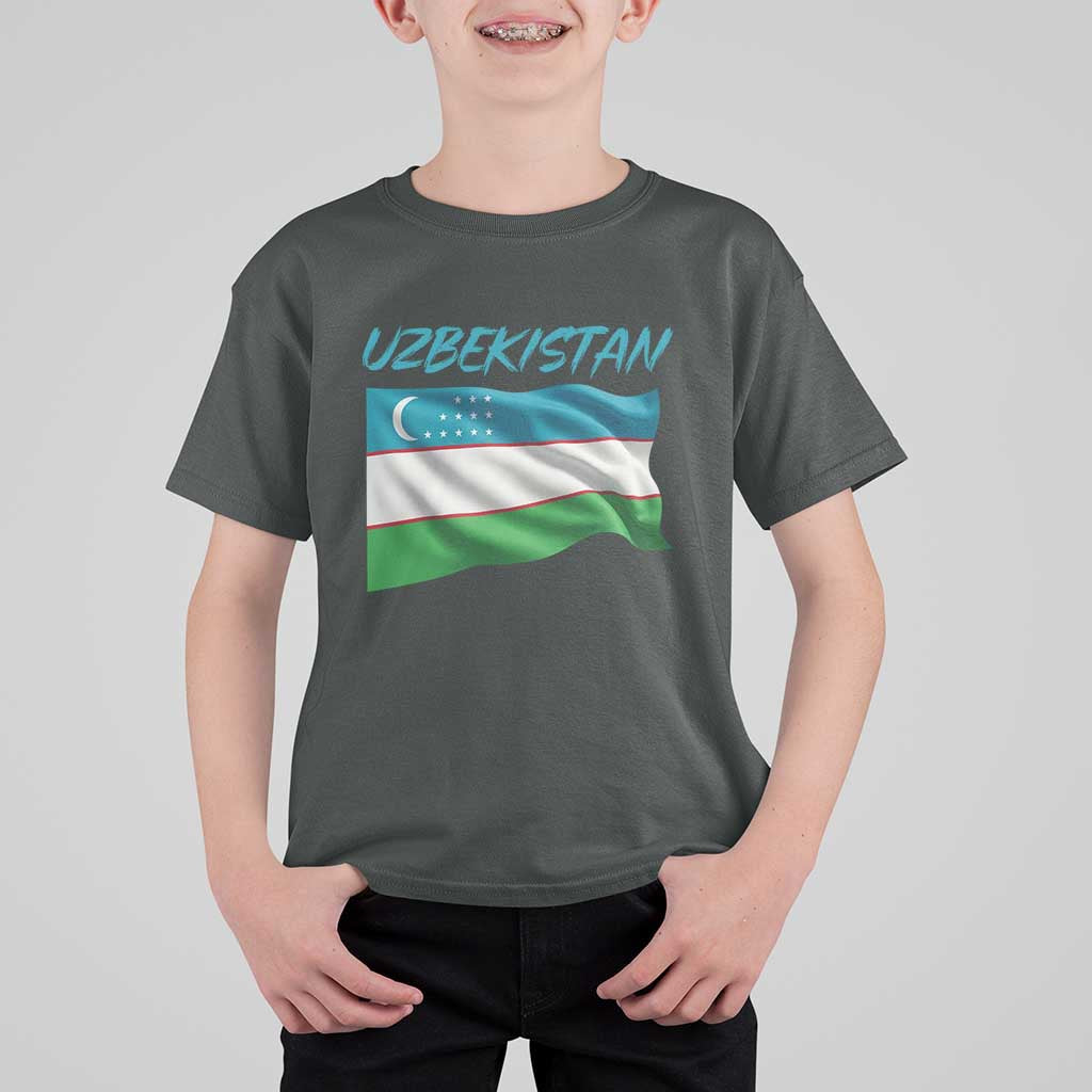 Vintage Uzbekistan Flag T Shirt For Kid Proud Uzbek Roots Gift