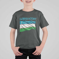 Vintage Uzbekistan Flag T Shirt For Kid Proud Uzbek Roots Gift