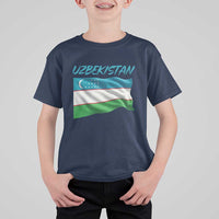 Vintage Uzbekistan Flag T Shirt For Kid Proud Uzbek Roots Gift