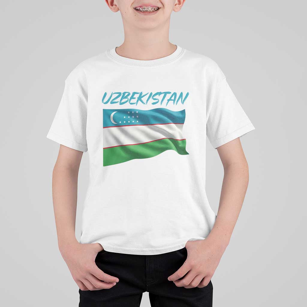 Vintage Uzbekistan Flag T Shirt For Kid Proud Uzbek Roots Gift