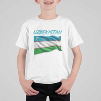 Vintage Uzbekistan Flag T Shirt For Kid Proud Uzbek Roots Gift