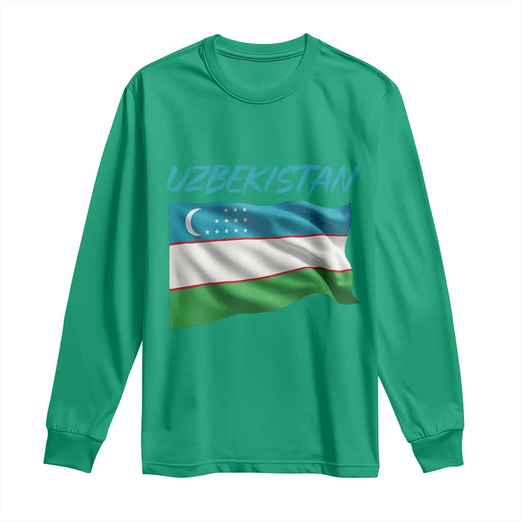 Vintage Uzbekistan Flag Long Sleeve Shirt Proud Uzbek Roots Gift