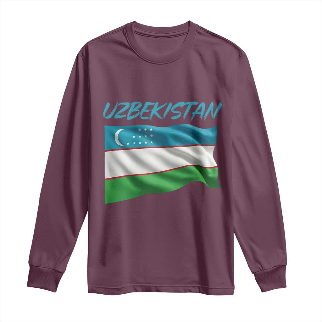 Vintage Uzbekistan Flag Long Sleeve Shirt Proud Uzbek Roots Gift