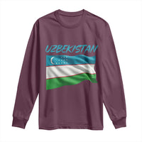 Vintage Uzbekistan Flag Long Sleeve Shirt Proud Uzbek Roots Gift