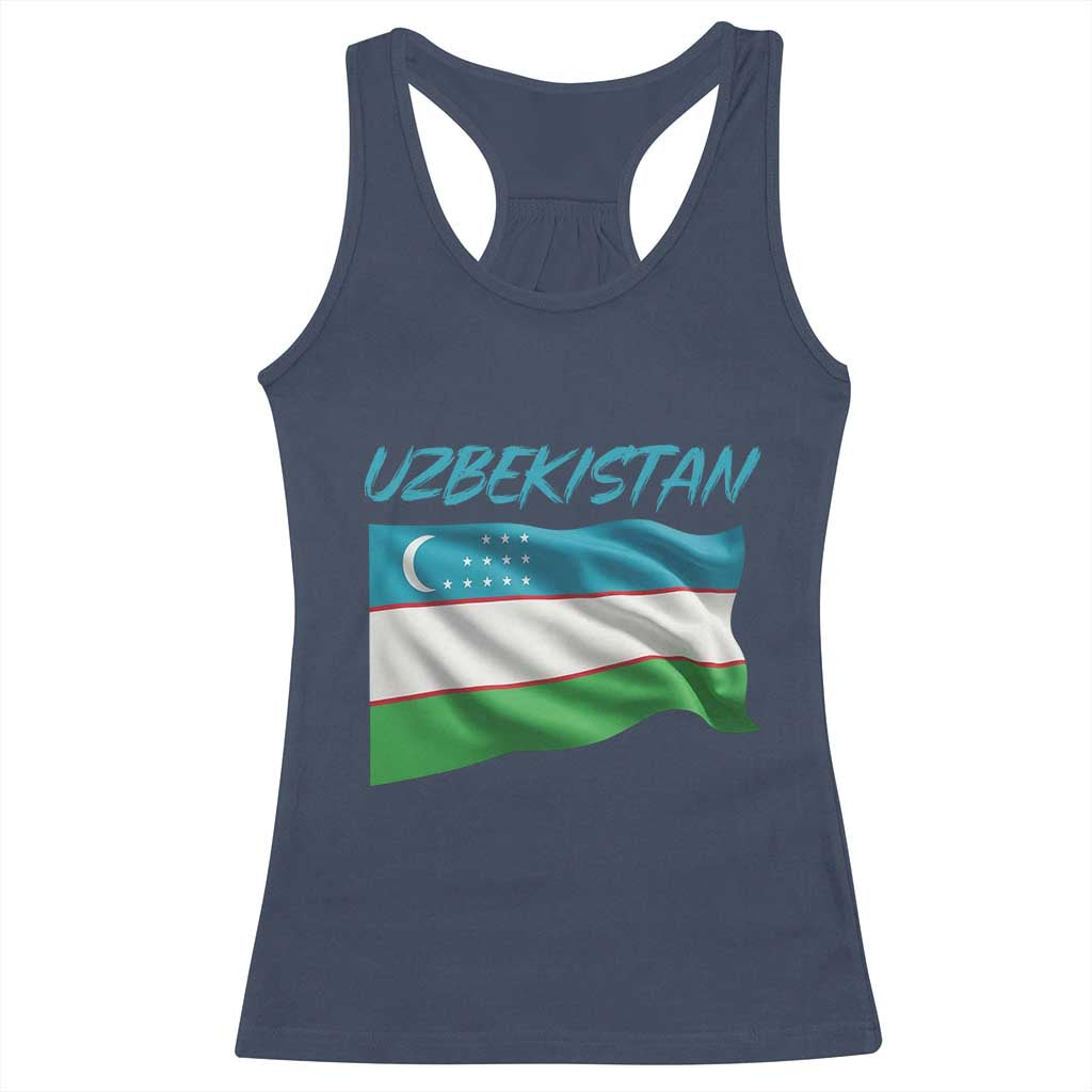 Vintage Uzbekistan Flag Racerback Tank Top Proud Uzbek Roots Gift