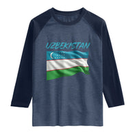 Vintage Uzbekistan Flag Raglan Shirt Proud Uzbek Roots Gift