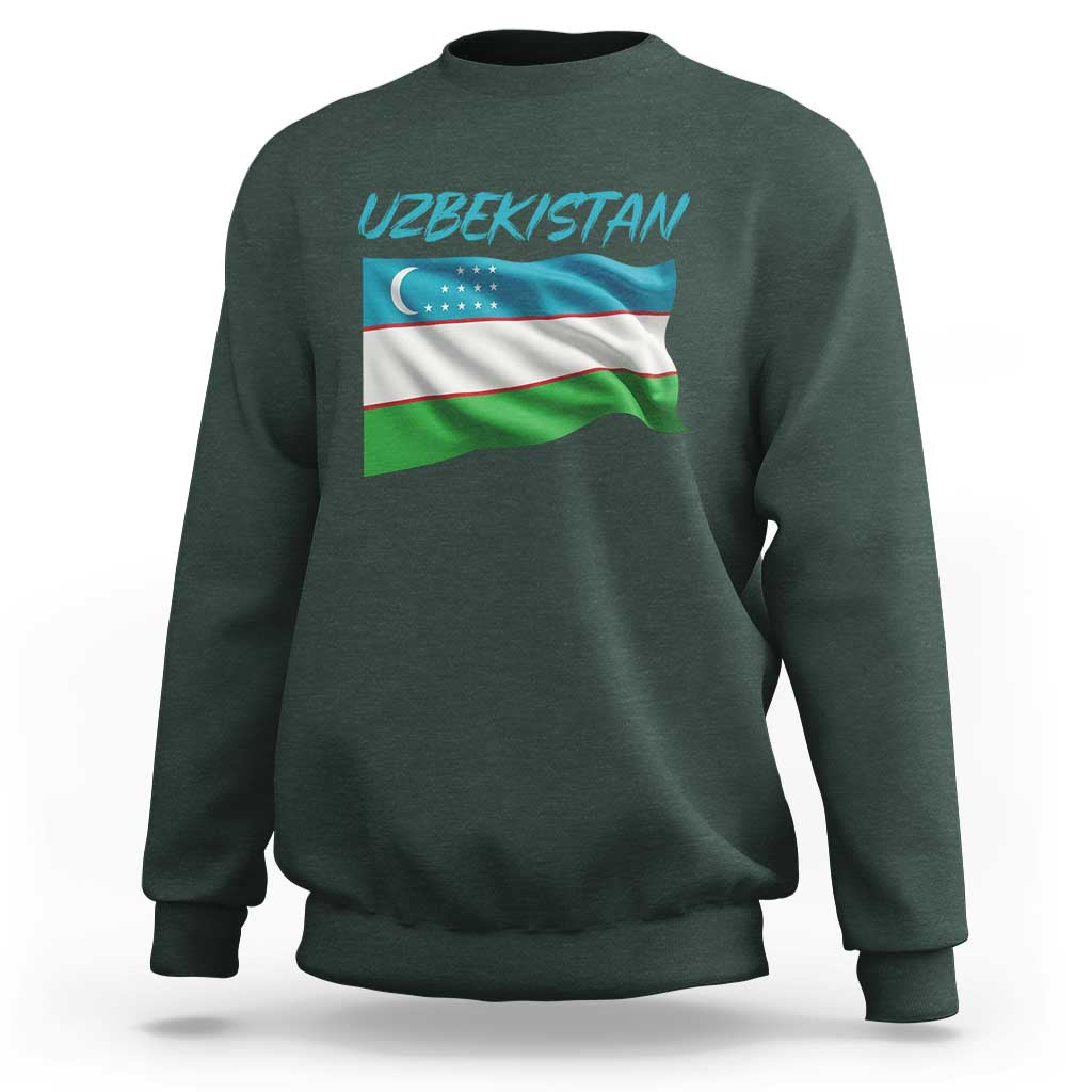 Vintage Uzbekistan Flag Sweatshirt Proud Uzbek Roots Gift