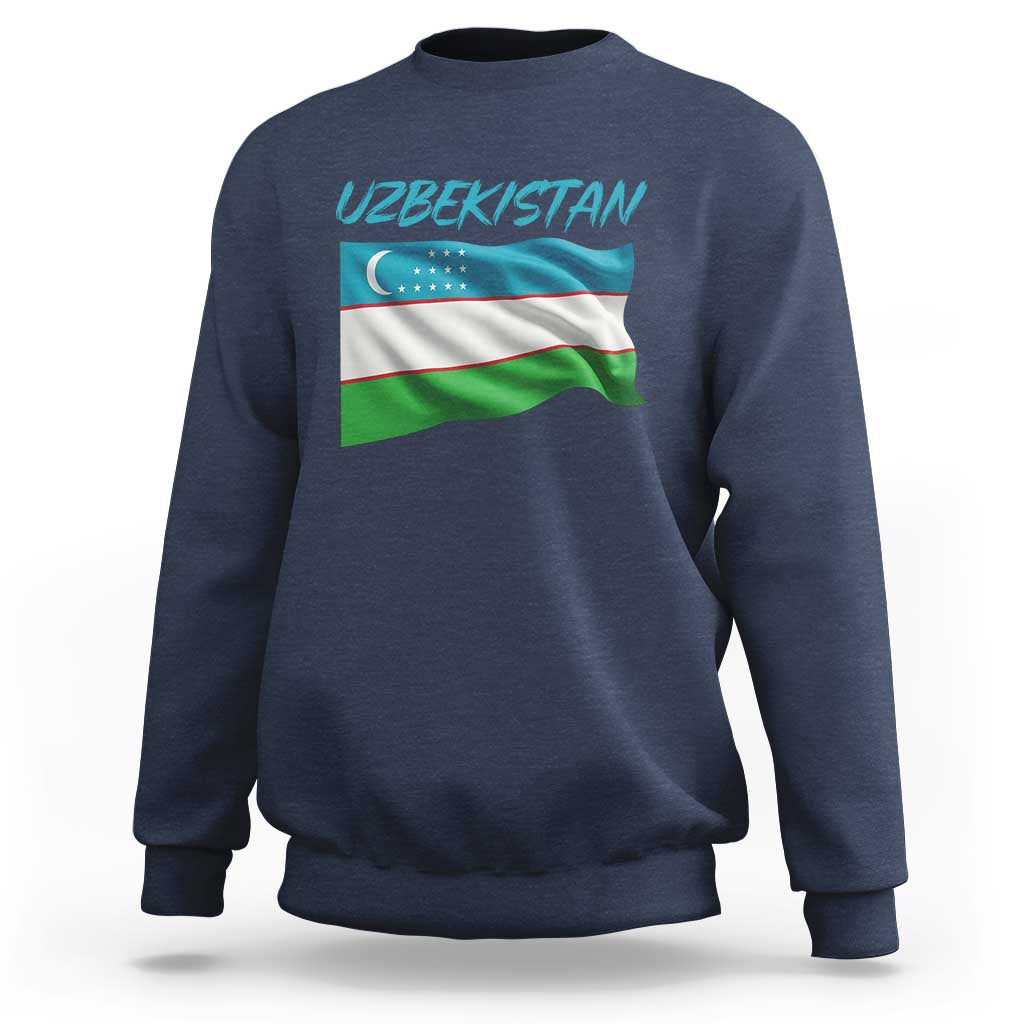 Vintage Uzbekistan Flag Sweatshirt Proud Uzbek Roots Gift