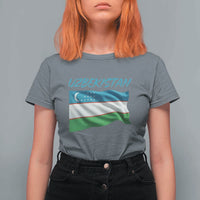 Vintage Uzbekistan Flag T Shirt For Women Proud Uzbek Roots Gift