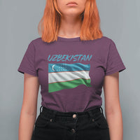 Vintage Uzbekistan Flag T Shirt For Women Proud Uzbek Roots Gift