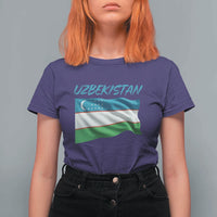 Vintage Uzbekistan Flag T Shirt For Women Proud Uzbek Roots Gift