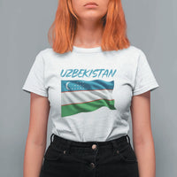 Vintage Uzbekistan Flag T Shirt For Women Proud Uzbek Roots Gift