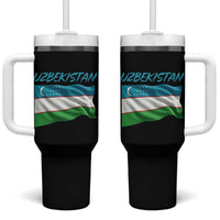Vintage Uzbekistan Flag Tumbler With Handle Proud Uzbek Roots Gift