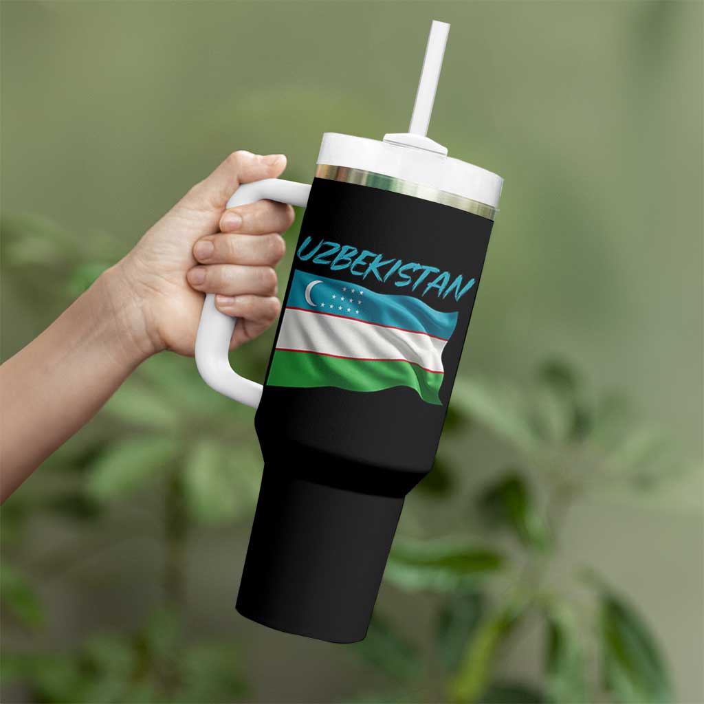 Vintage Uzbekistan Flag Tumbler With Handle Proud Uzbek Roots Gift