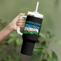Vintage Uzbekistan Flag Tumbler With Handle Proud Uzbek Roots Gift