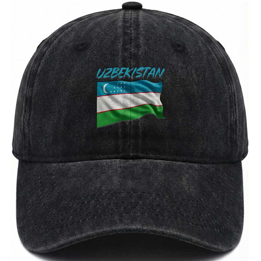 Vintage Uzbekistan Flag Washed Cotton Baseball Cap Proud Uzbek Roots Gift