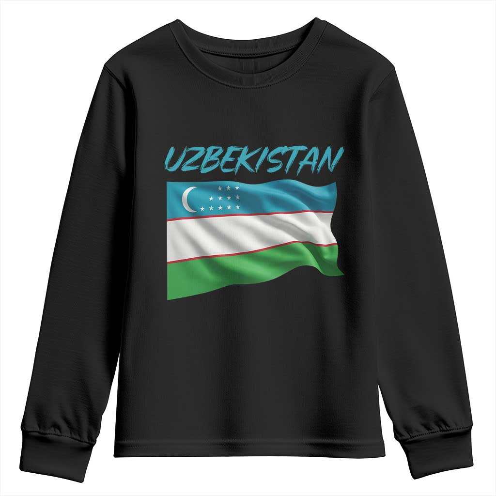 Vintage Uzbekistan Flag Youth Sweatshirt Proud Uzbek Roots Gift
