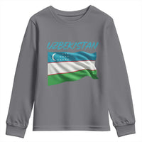 Vintage Uzbekistan Flag Youth Sweatshirt Proud Uzbek Roots Gift