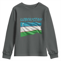 Vintage Uzbekistan Flag Youth Sweatshirt Proud Uzbek Roots Gift