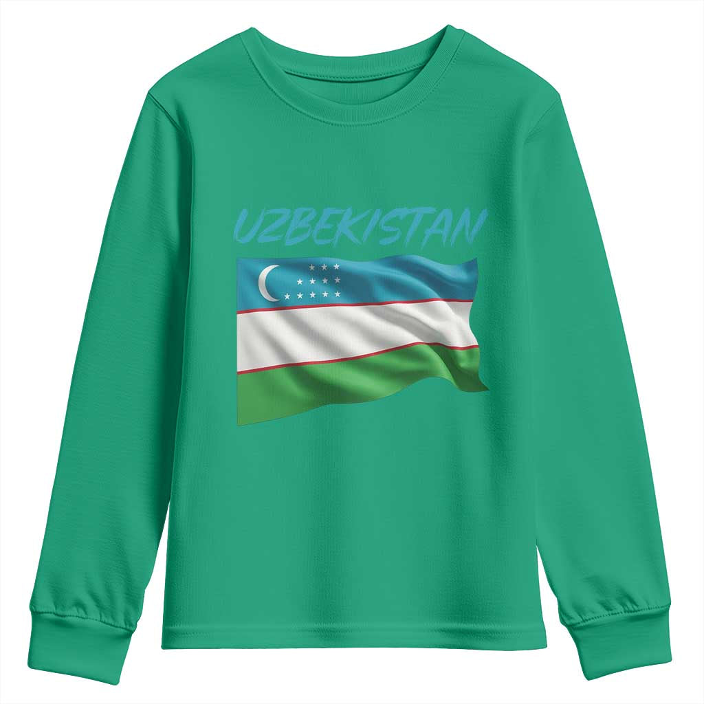 Vintage Uzbekistan Flag Youth Sweatshirt Proud Uzbek Roots Gift