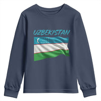 Vintage Uzbekistan Flag Youth Sweatshirt Proud Uzbek Roots Gift