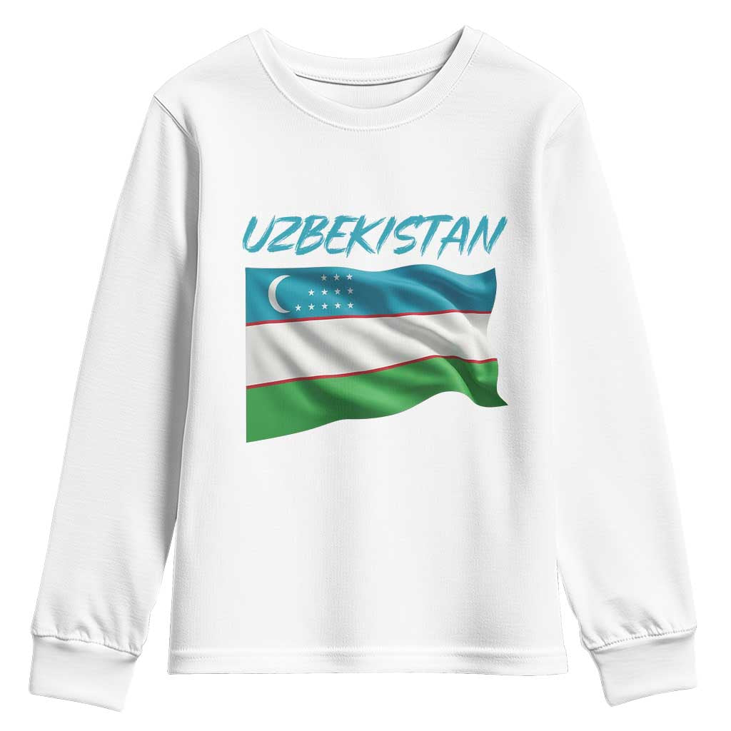 Vintage Uzbekistan Flag Youth Sweatshirt Proud Uzbek Roots Gift