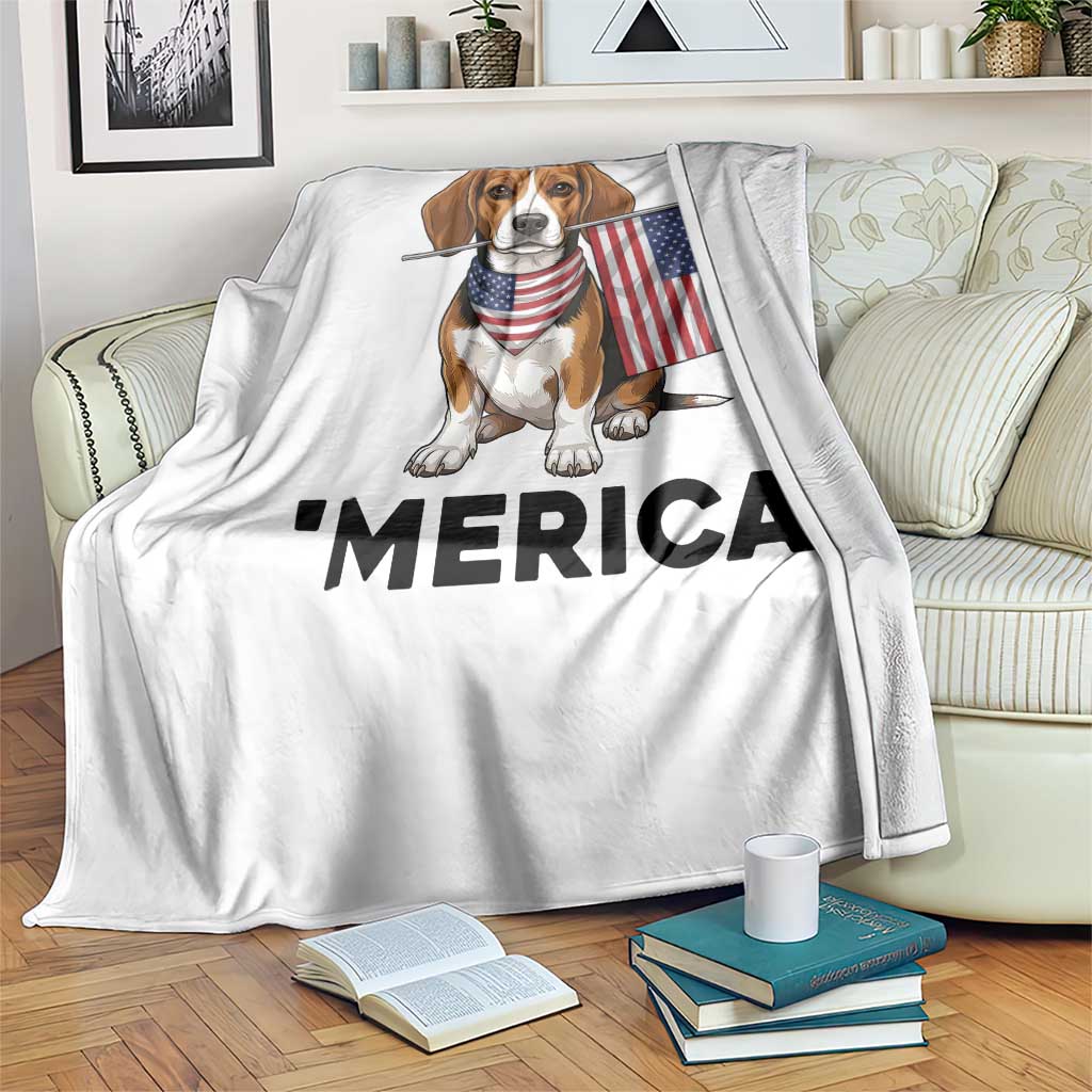Patriotic Beagle Lover 4th Of July Dog Throw Blanket Merica Pride