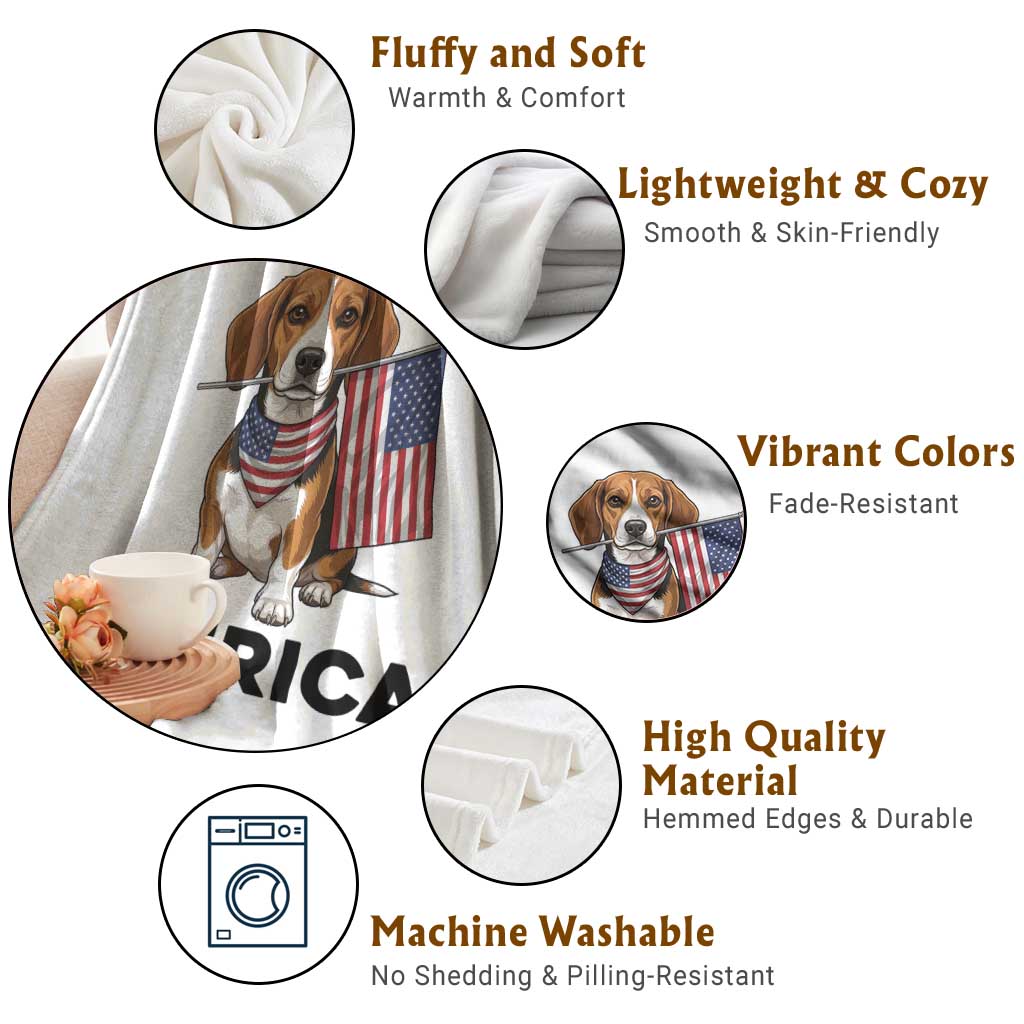 Patriotic Beagle Lover 4th Of July Dog Throw Blanket Merica Pride