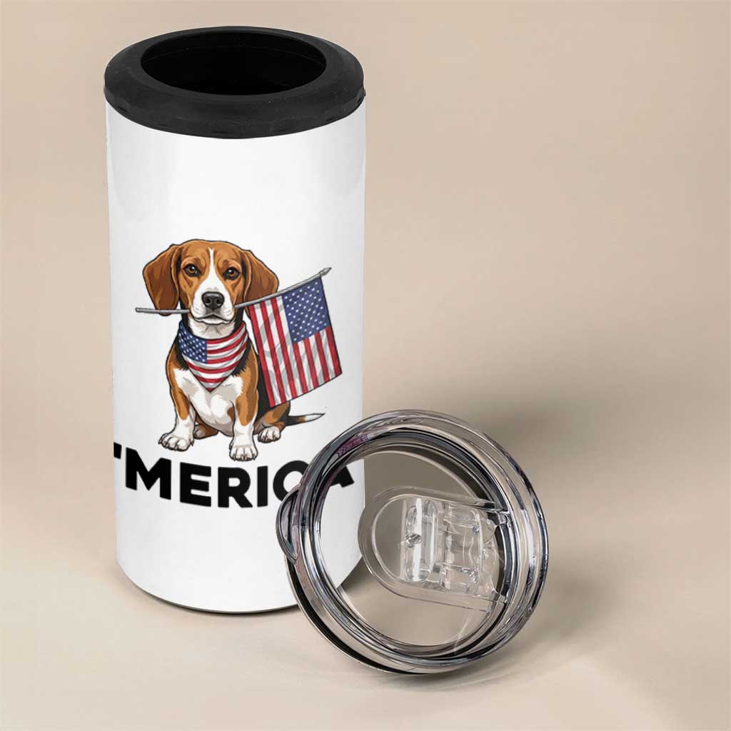Patriotic Beagle Lover 4th Of July Dog 4 in 1 Can Cooler Tumbler Merica Pride