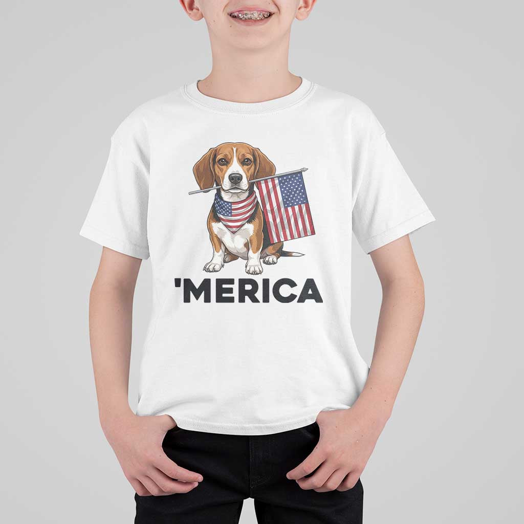 Patriotic Beagle Lover 4th Of July Dog T Shirt For Kid Merica Pride
