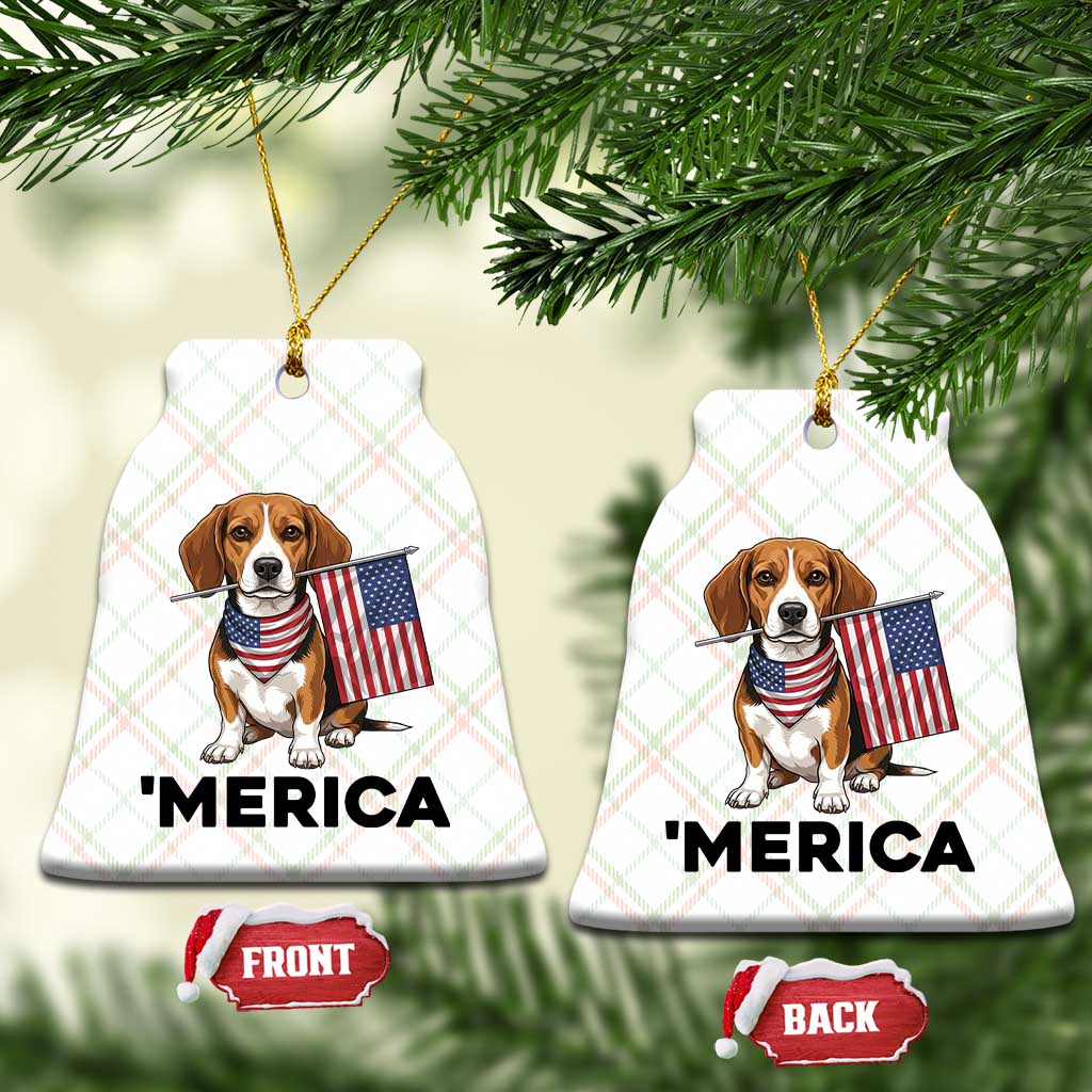 Patriotic Beagle Lover 4th Of July Dog Ceramic Ornament Merica Pride