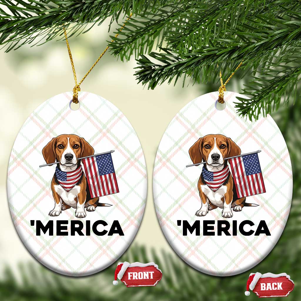 Patriotic Beagle Lover 4th Of July Dog Ceramic Ornament Merica Pride