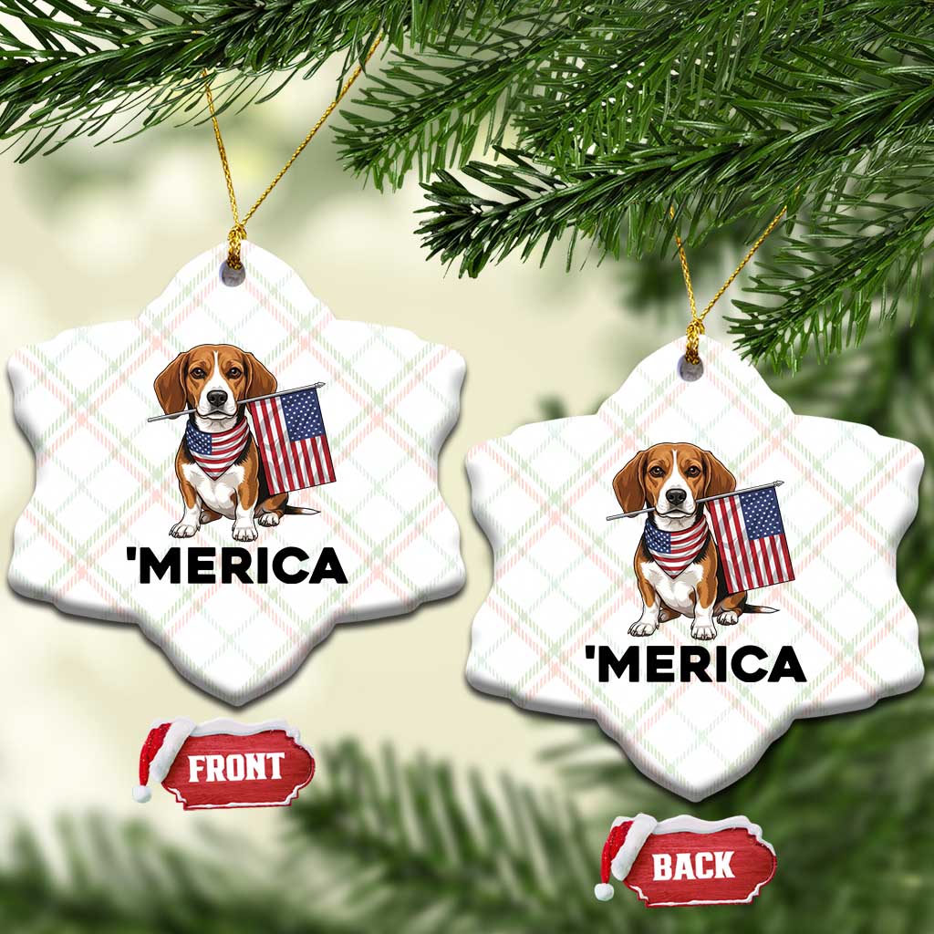 Patriotic Beagle Lover 4th Of July Dog Ceramic Ornament Merica Pride