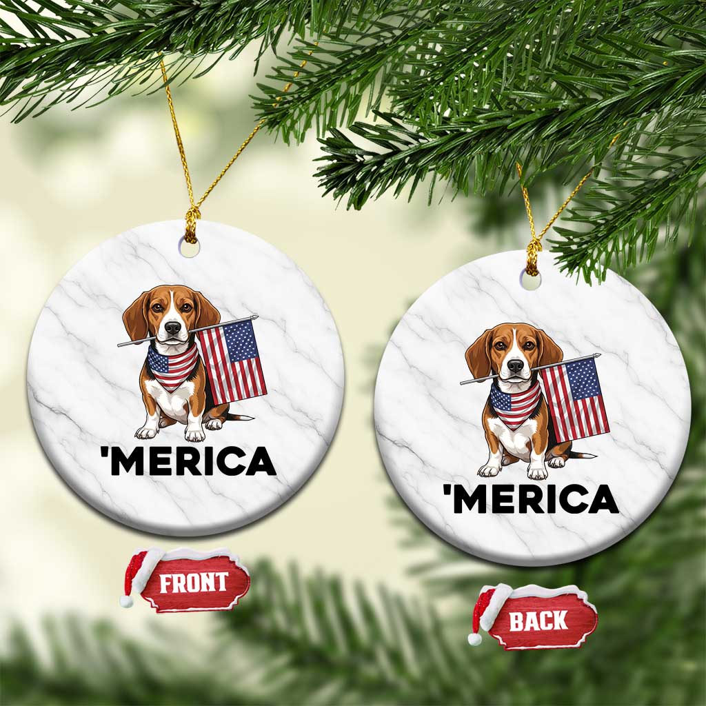 Patriotic Beagle Lover 4th Of July Dog Ceramic Ornament Merica Pride