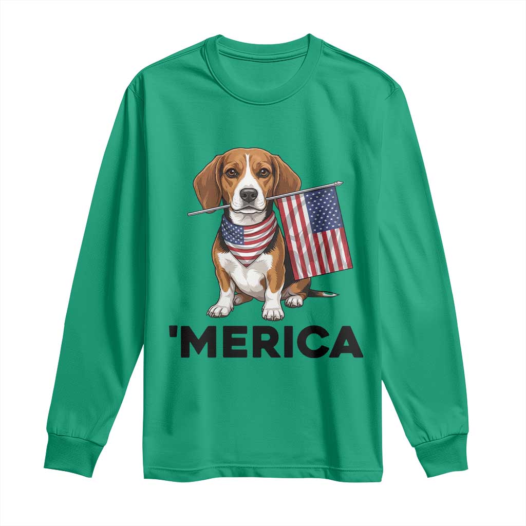 Patriotic Beagle Lover 4th Of July Dog Long Sleeve Shirt Merica Pride