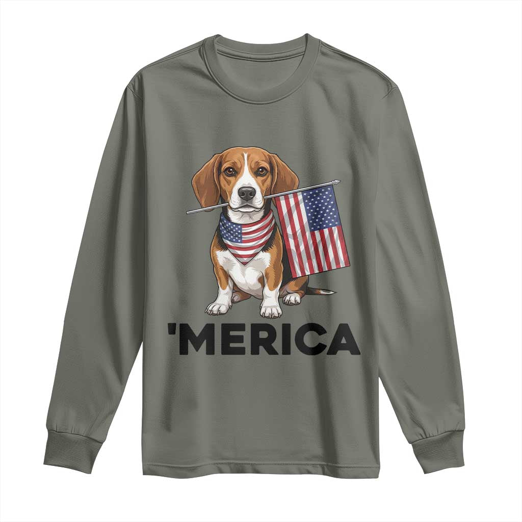 Patriotic Beagle Lover 4th Of July Dog Long Sleeve Shirt Merica Pride