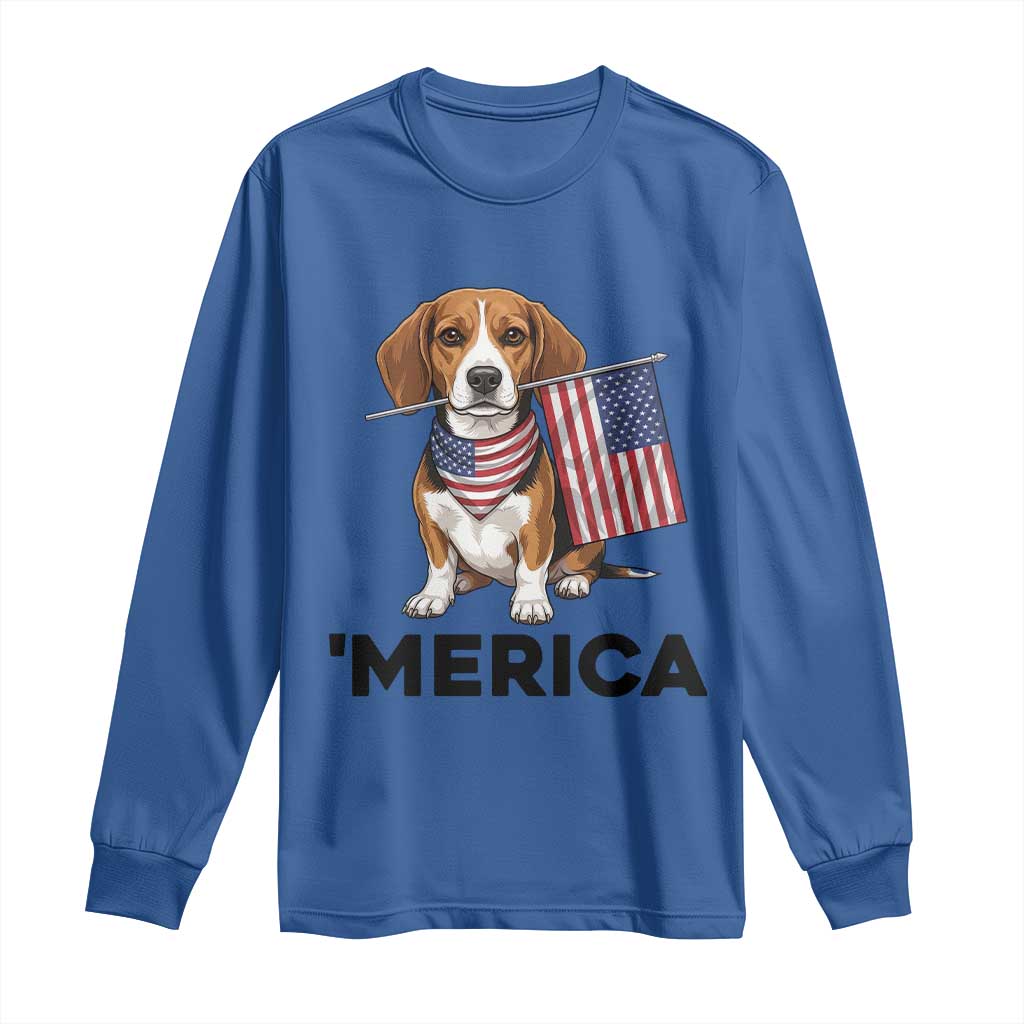 Patriotic Beagle Lover 4th Of July Dog Long Sleeve Shirt Merica Pride