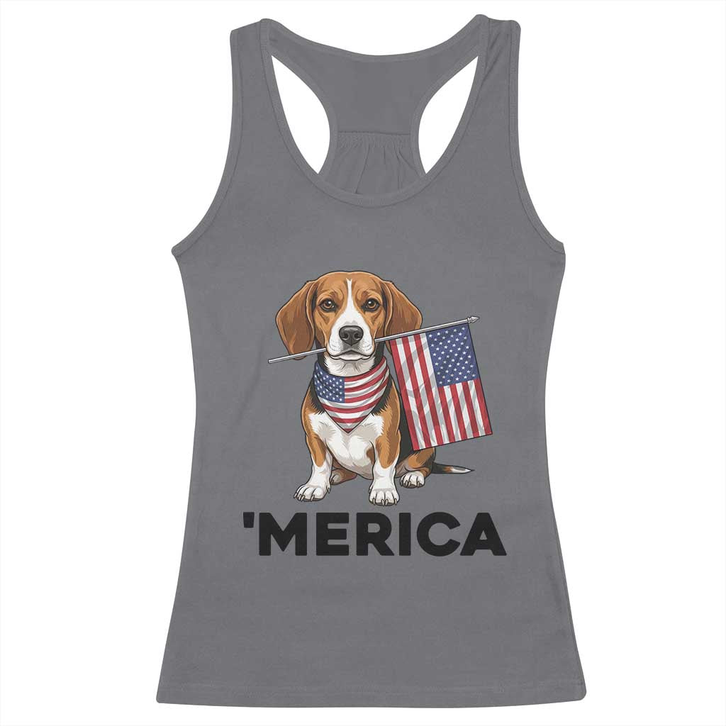 Patriotic Beagle Lover 4th Of July Dog Racerback Tank Top Merica Pride