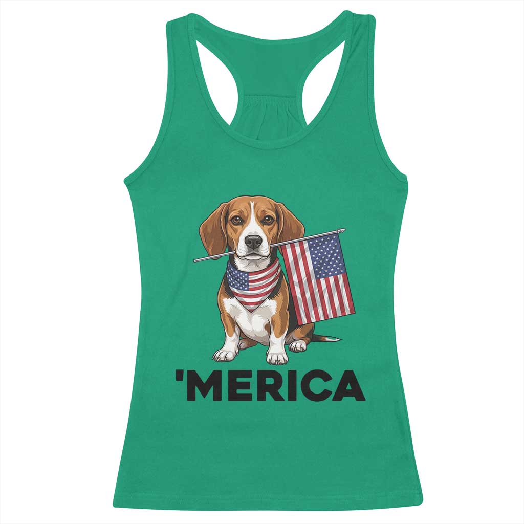 Patriotic Beagle Lover 4th Of July Dog Racerback Tank Top Merica Pride