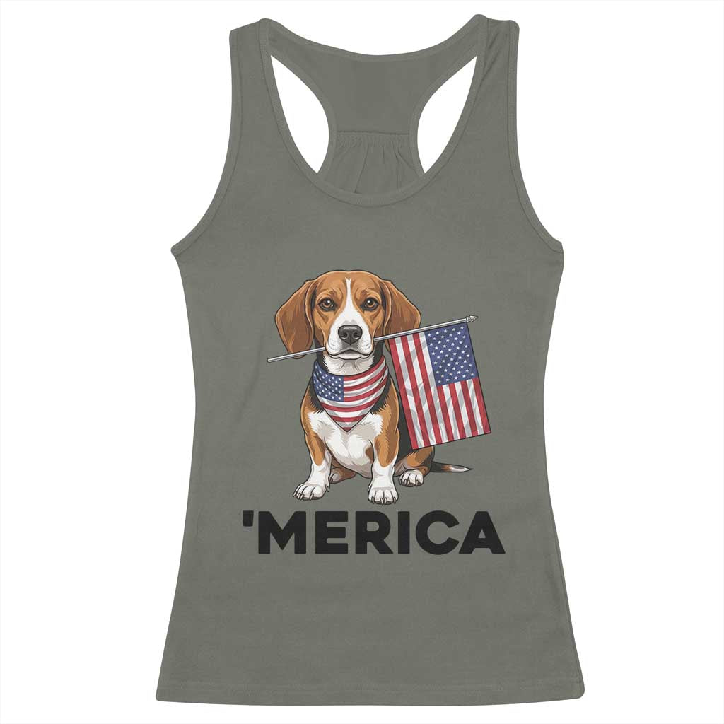 Patriotic Beagle Lover 4th Of July Dog Racerback Tank Top Merica Pride