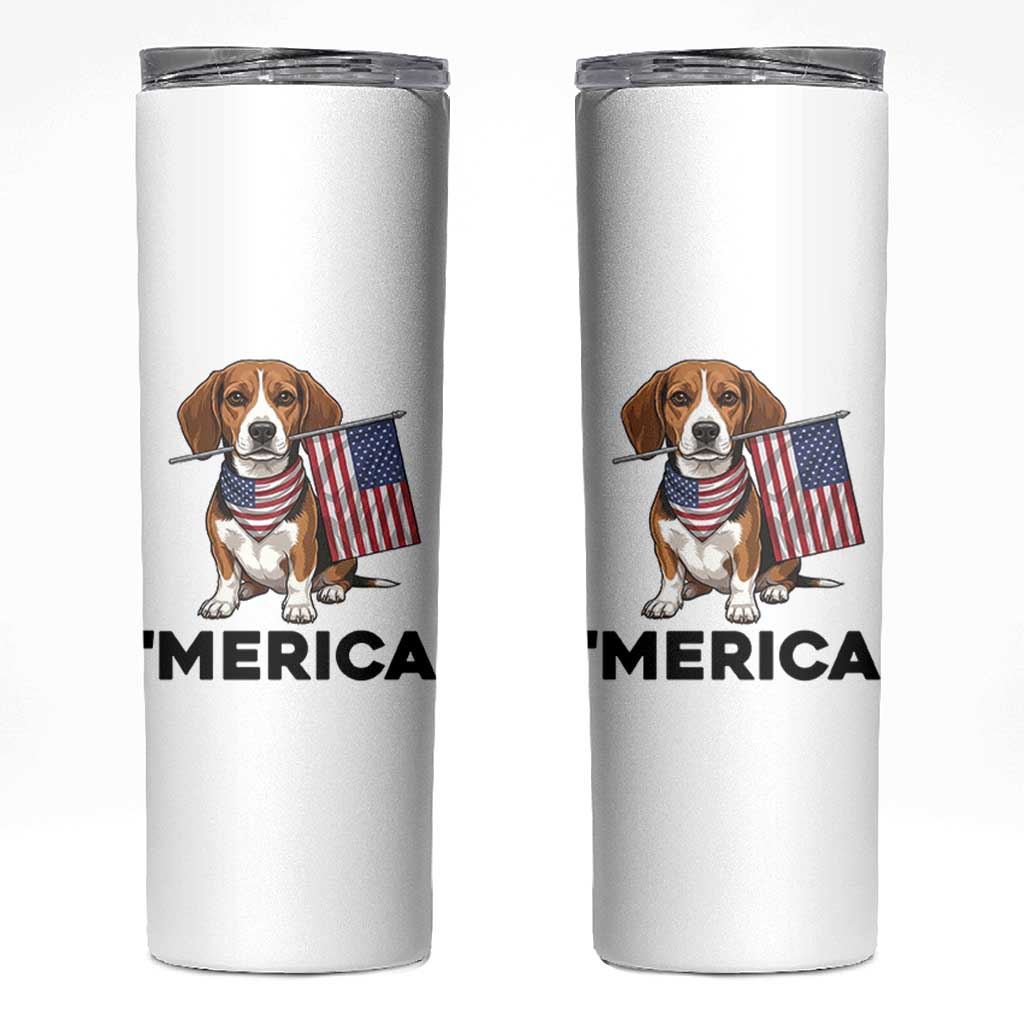 Patriotic Beagle Lover 4th Of July Dog Skinny Tumbler Merica Pride